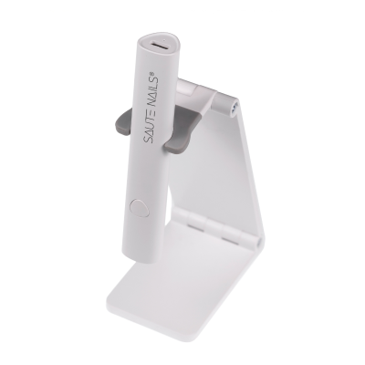 Dispositivo branco com suporte em fundo branco