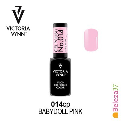 Verniz gel Victoria Vynn BABYDOLL PINK 014 com amostra da cor rosa claro