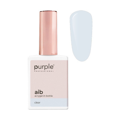 Frasco de verniz de unhas claro com tampa rosa metálico da marca Purple