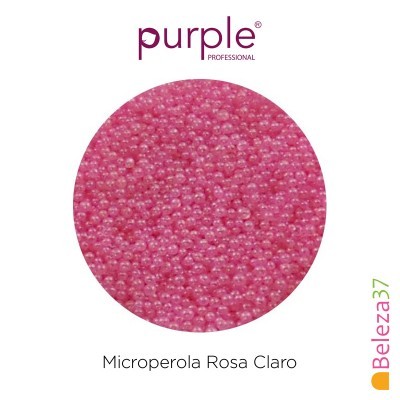 Microperolas rosa claro em fundo branco com texto Purple Professional e Beleza37