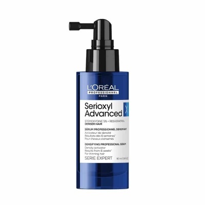 Sérum Serioxyl Advanced da L'Oréal em frasco azul com bomba preta