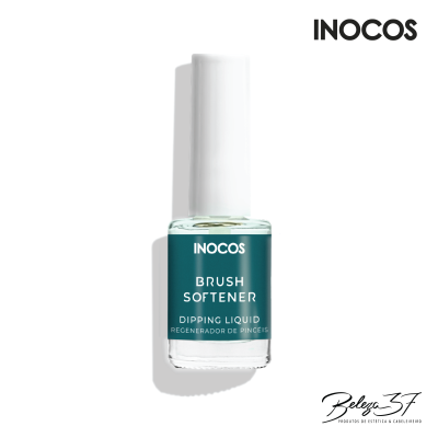 Frasco de líquido amolecedor de pincéis INOCOS com etiqueta verde e tampa branca