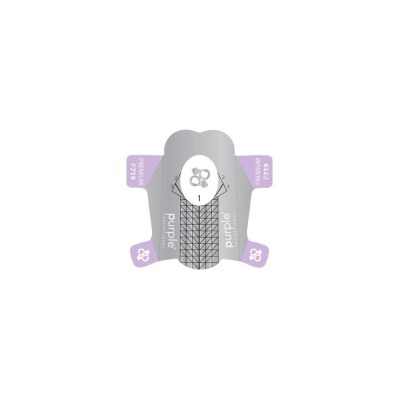 Molde para unhas decorativas com padrão preto e cinzento e abas lilases