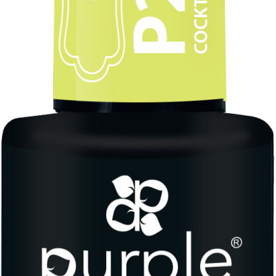 Frasco de verniz gel Purple Professional amarela e preta com texto COCKTAIL MOJITO
