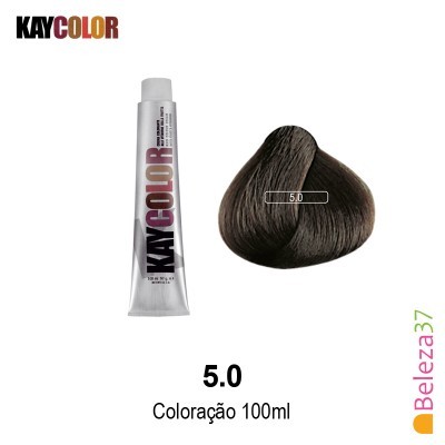 Tubo de coloração KAYCOLOR 5.0 castanho escuro 100ml e amostra de cabelo