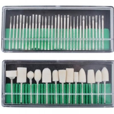 Conjunto de pontas para ferramentas rotativas em caixa de plástico transparente