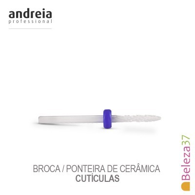 broca de cerâmica branca para cutículas com anel azul sobre fundo branco