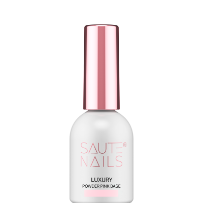 Frasco de verniz de unhas branco com tampa cor de rosa metálica