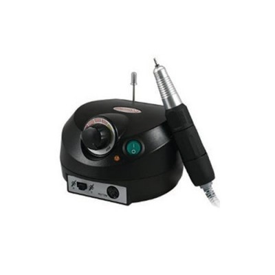 Unidade de manicure elétrica preta com controlo de velocidade e peça de mão cilíndrica