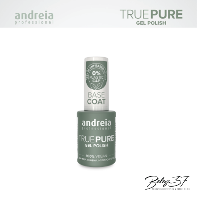 Frasco de verniz gel para unhas verde escuro com rótulos brancos e texto detalhado.