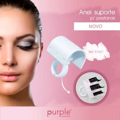 Anel suporte branco para pestanas Purple Professional com fundo rosa