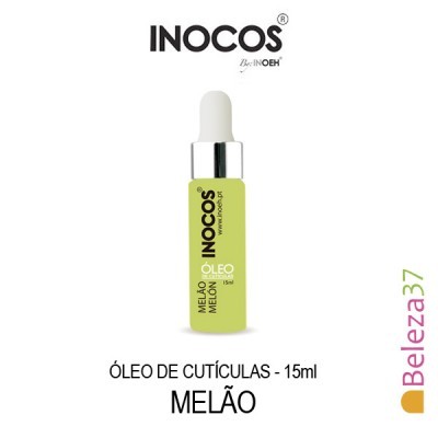 Frasco verde claro de óleo para cutículas INOCOS com tampa branca e conta-gotas prateado