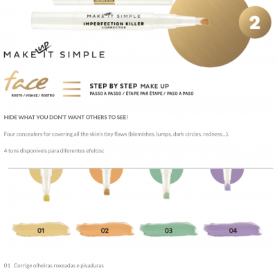 Corretor líquido Make it Simple Andrea em vários tons para correção de imperfeições