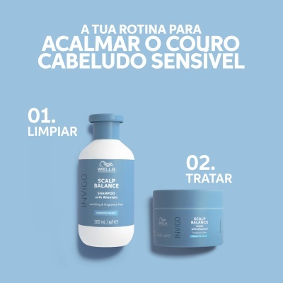 Produtos Wella Invigo Scalp Balance para couro cabeludo sensível em fundo azul