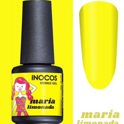 Verniz gel amarelo INOCOS maria limonada com rótulo ilustrado