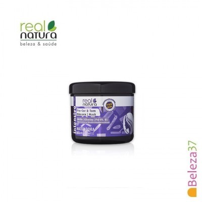 Máscara capilar Real Natura Matizadora em embalagem roxa com tampa preta