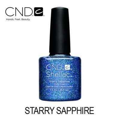 Frasco de verniz para unhas azul cintilante CND Shellac Starry Sapphire
