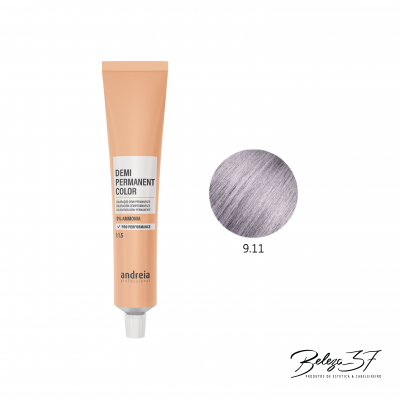 Tubo de tinta de cabelo semi-permanente Andreia cor 9.11 cinza lilás