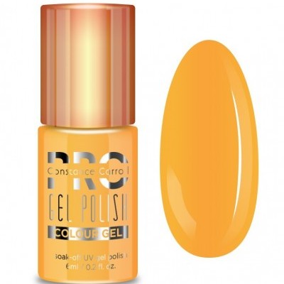 Verniz em gel laranja da PRO Constance Carroll com tampa dourada e amostra da cor