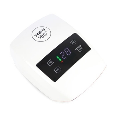 Dispositivo branco com visor digital e botões para controlo de tempo e temperatura