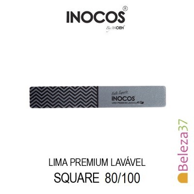 Lima para unhas Inocos Square 80/100 em preto e cinzento com padrão zig-zag