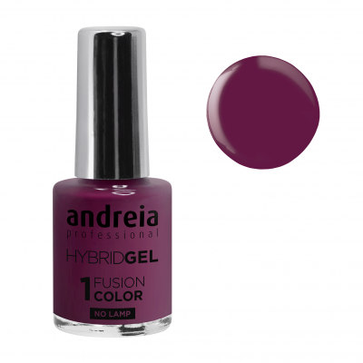 Verniz de unhas roxo Andreia Professional Hybrid Gel com tampa prateada e amostra da cor