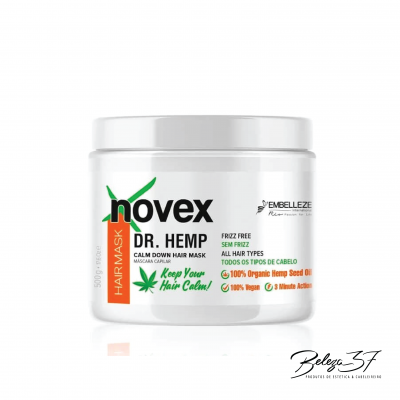 Máscara capilar Novex Dr. Hemp Calm Down Hair Mask em embalagem branca