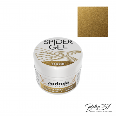 Frasco de gel para unhas Andreia Spider Gel 04 Gold branco com detalhes dourados