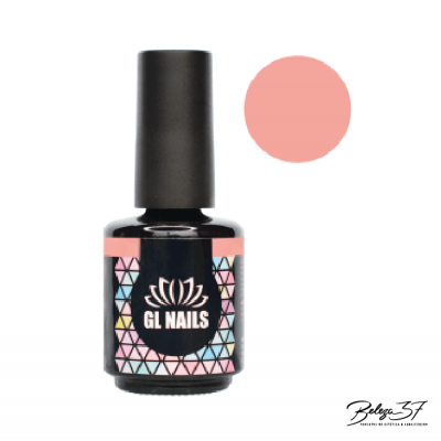 Frasco de verniz GL NAILS preto e cor-de-rosa sobre fundo branco