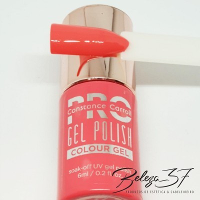 Frasco de verniz gel para unhas coral da Constance Carroll com tampa dourada