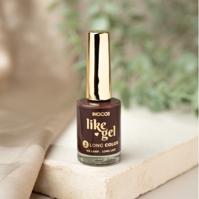 Esmalte Inocos like gel castanho escuro com tampa dourada