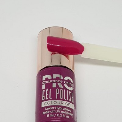 Frasco de esmalte de gel roxo Constance Carroll PRO GEL POLISH com amostra da cor