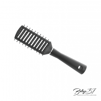 Pente escova de cabelo ventilada preta com alça ergonómica