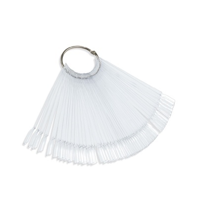 Conjunto de amostras plástico transparente em formato abanico com argola metálica