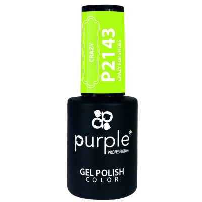 Frasco de verniz gel para unhas preto com tampa verde fluorescente e texto branco