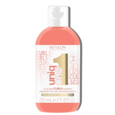 Frasco de champô Revlon Uniq One para caracóis, 230 ml, cor laranja com tampa branca