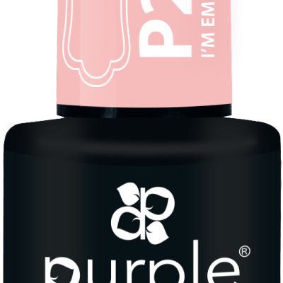 Frasco de verniz gel para unhas purple professional com rótulo preto e rosa