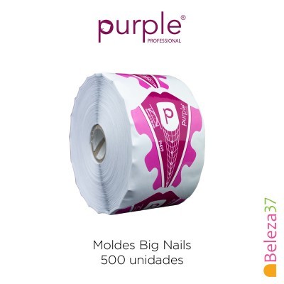 Rolo de moldes para unhas de gel roxo e branco com 500 unidades