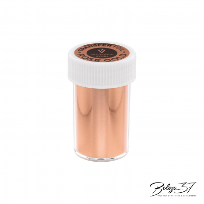 Frasco com folha metálica cor cobre para transferência