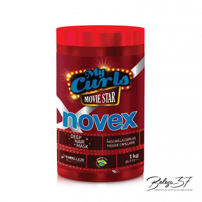 Frasco vermelho de máscara capilar Novex My Curls Movie Star