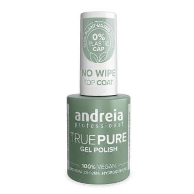 Frasco verde e branco de verniz gel Andreia Professional True Pure