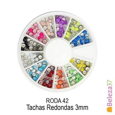 Roda branca com tachas redondas coloridas de 3mm organizadas em compartimentos