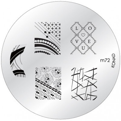 Disco metálico redondo para carimbos de unhas com padrões em preto