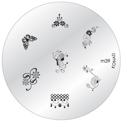 placa de estampagem metálica para unhas com desenhos pretos variados