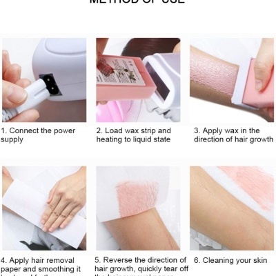 Instruções de uso de dispositivo de depilação a cera elétrica com imagens passo a passo