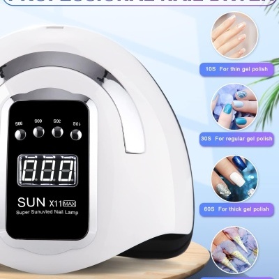 Secador de unhas profissional branco com visor digital e botões de temporizador