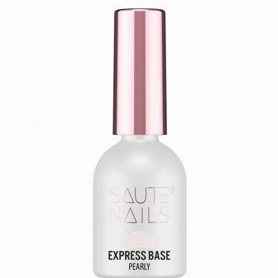 Frasco de verniz para unhas SAUTE NAILS EXPRESS BASE PEARLY com tampa rosa metálica
