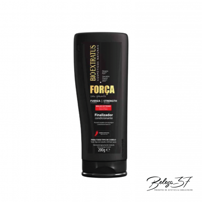 Condicionador finalizador Bio Extratus Força em embalagem preta de 200g