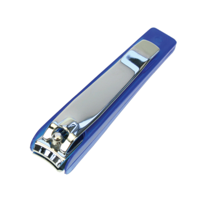 Alicate azul para cortar unhas com clip metálico prateado