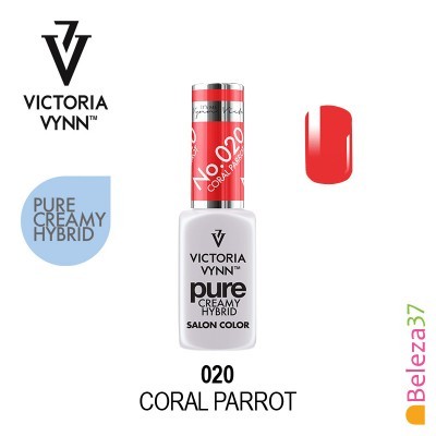 Esmalte de unhas Victoria Vynn Pure Creamy Hybrid cor Coral Parrot e amostra da cor